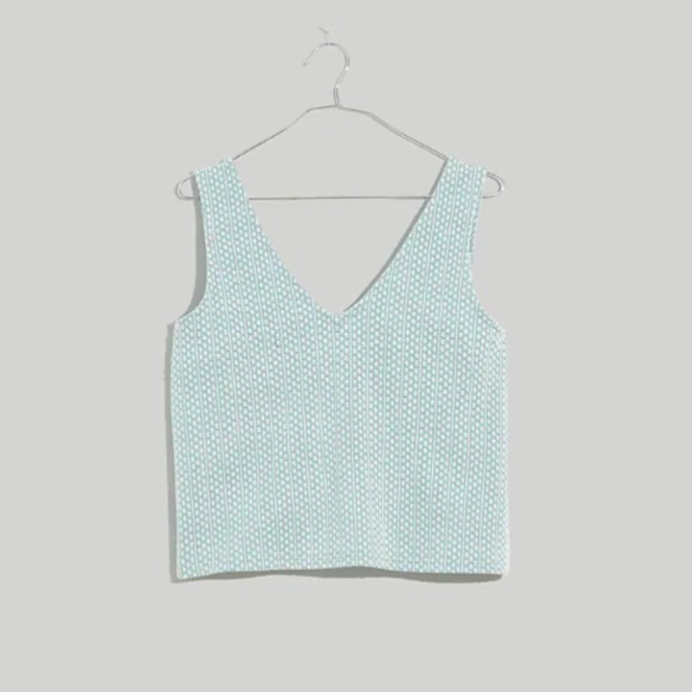 Jacquard Peekaboo-Back Cotton Blend Crop Tank Top